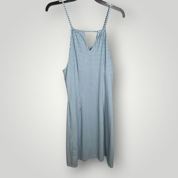 J. McLaughlin Maria Catalina Cloth Blue White Halter Dress Size Medium - Picture 3 of 8